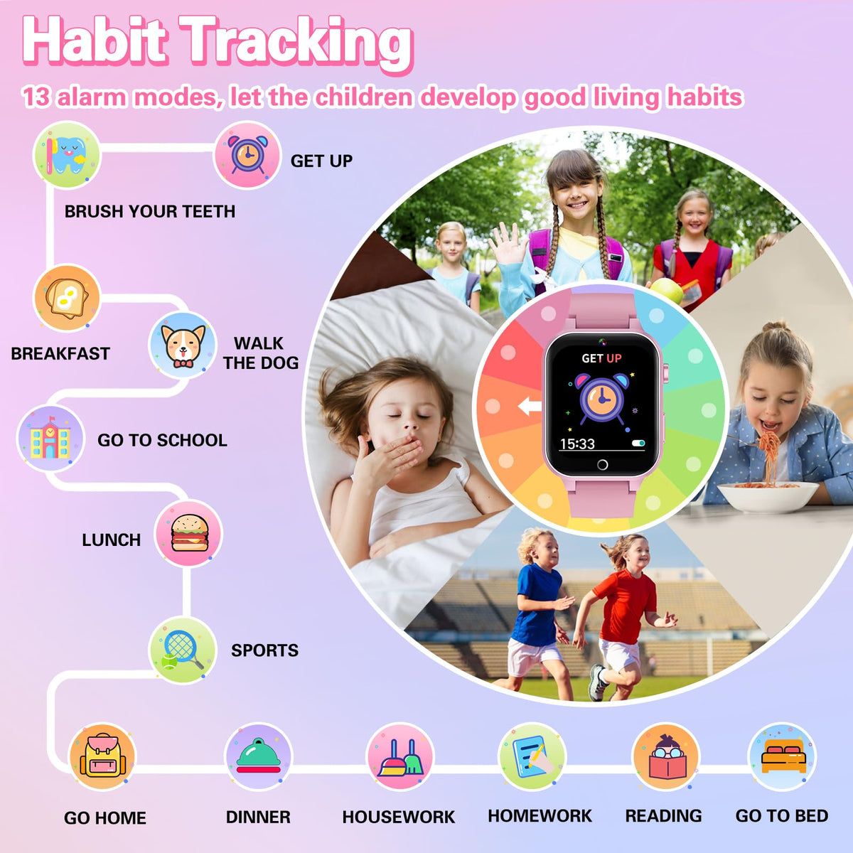 Vakzovy Kids Smart Watch Christmas Birthday Gifts for Girls Boys Age 6-12 with 26 Games Video Camera Music Pedomete Educational Toys Birthday Gifts for Girls Ages 5 6 7 8 9