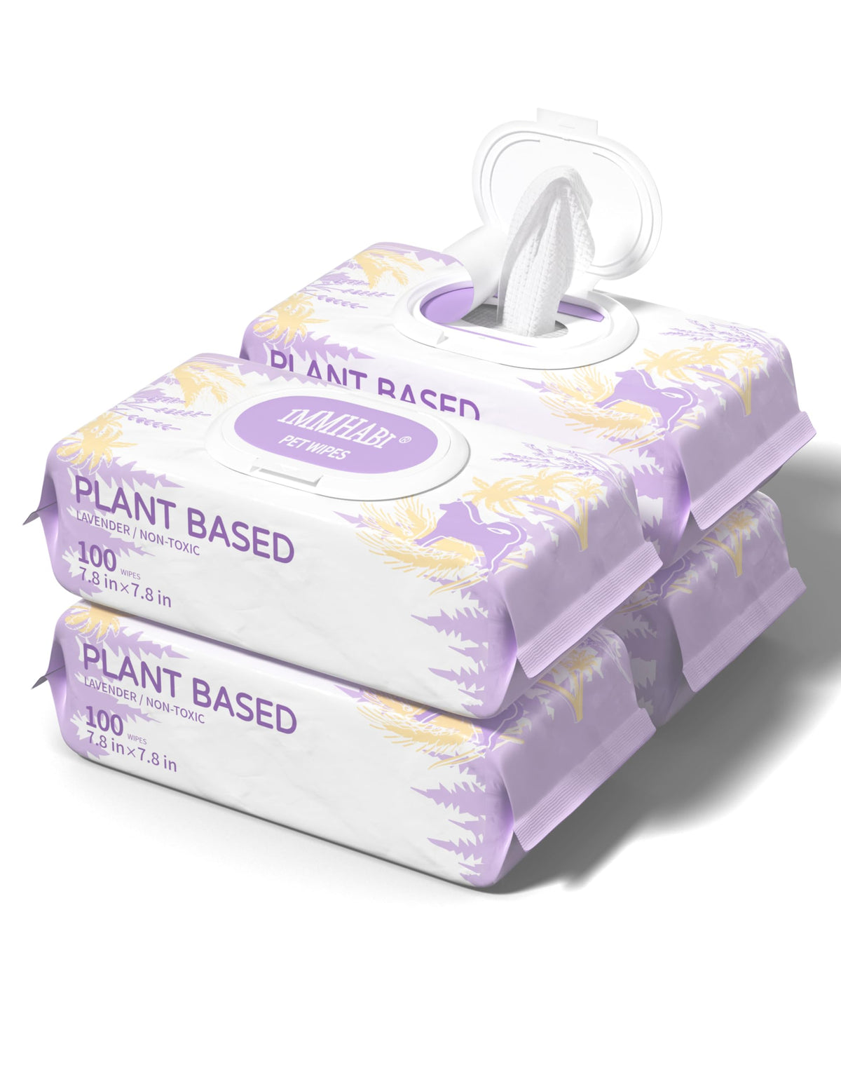 IMMHABI 400 PCS Pet Wipes for Paws and Butt Hypoallergenic Pets Cleansing & Deodorizing Anal Gland Hygienic Puppy Wipes for Dogs Face and Body Wipes Cleaning Fur Doggie Wipes Doggy Wipes (Lavender)
