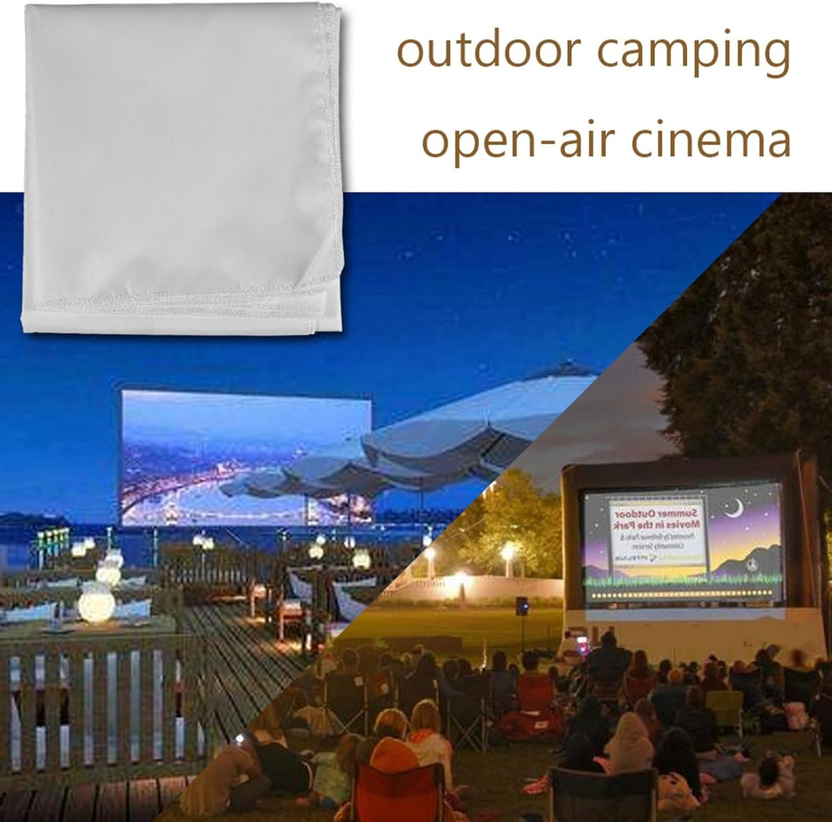 Aramox 60-120 Inch 16:9 (100inch) Projector Screen,Projector Curtain Rear Projection Screen Portable Foldable White