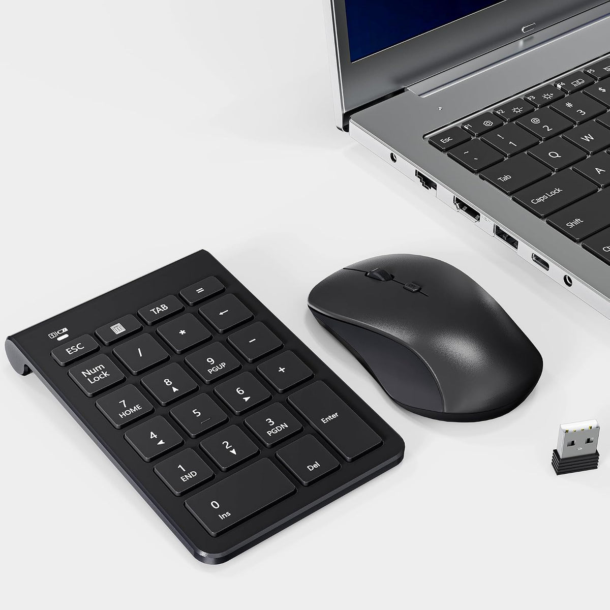Rytaki 22 3 Set, 2.4GHz Wireless Number Pad and Mouse, Keys USB Keypad and Adjustable DPI Silent Mouse Numeric Pad