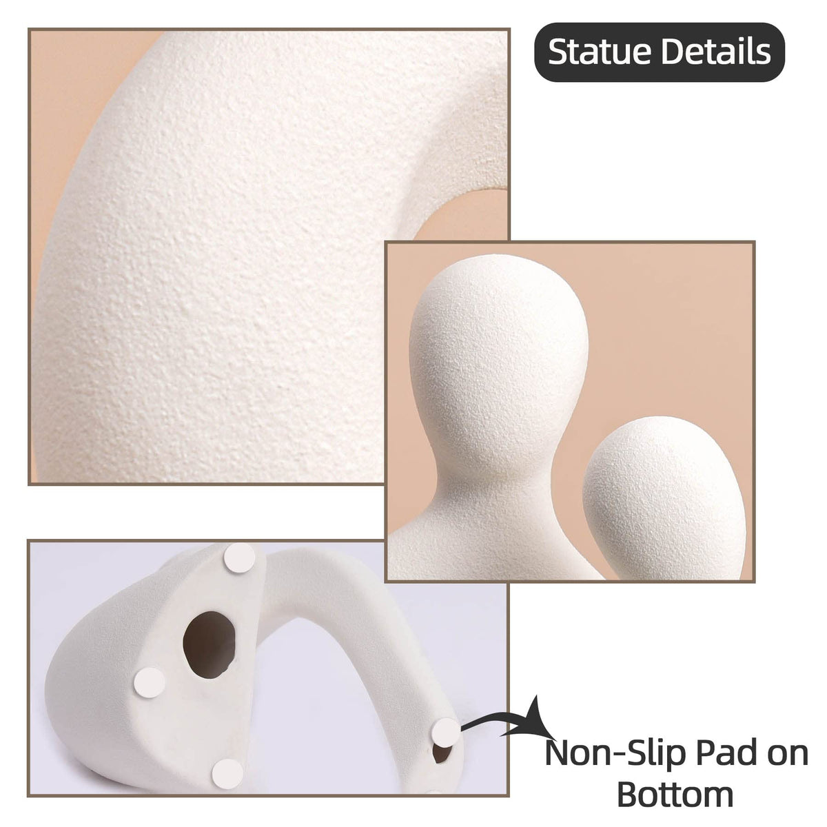 Quoowiit Ceramic Couple Sculptures for Home Decor, Abstract Lover Statue for Shelf, Office, Living Room, Bedroom, Gifts for Anniversary, Valentine's Day, Birthday (White)