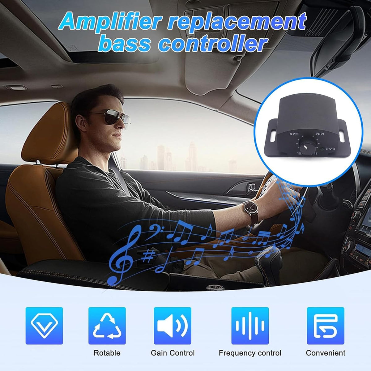 cunueae Speaker Amplifier System Volume Adjustment Control Remote Bass Volume Knob Universal Car Remote Control Knob