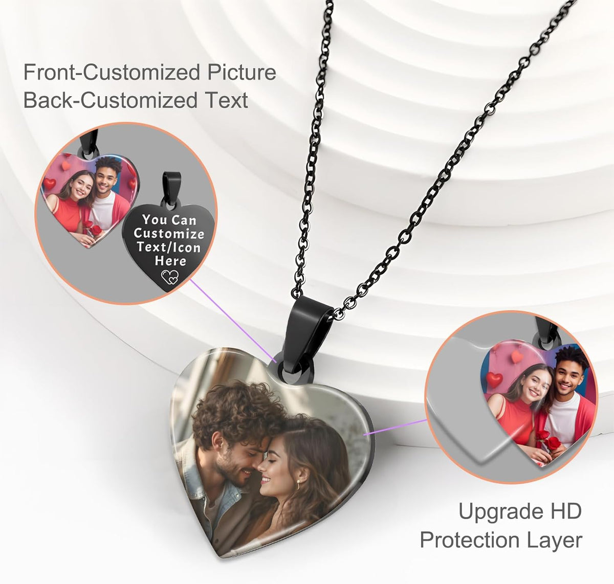 Skiennix Personalized Photo Necklace - Custom Engraved Jewelry for Men & Women | Memorial Gift