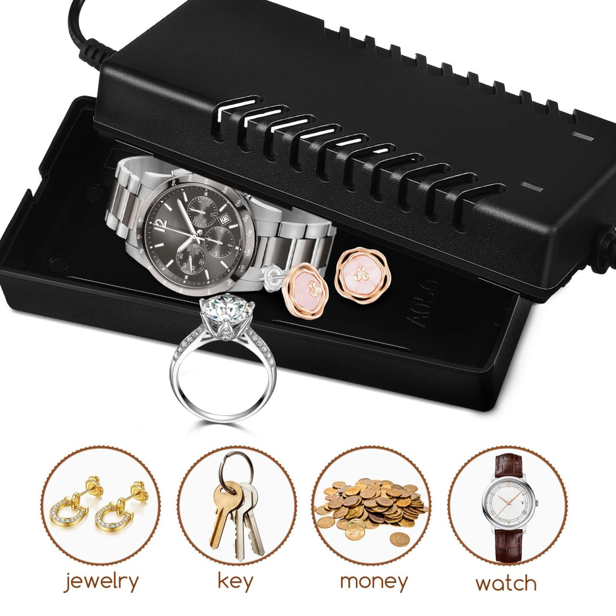 Housoutil Hidden Storage Box, Fake Charger Plug Secret Container, Hidden Safe Box, Secret Compartment for Cash Jewelry Valuables Medicine Keys