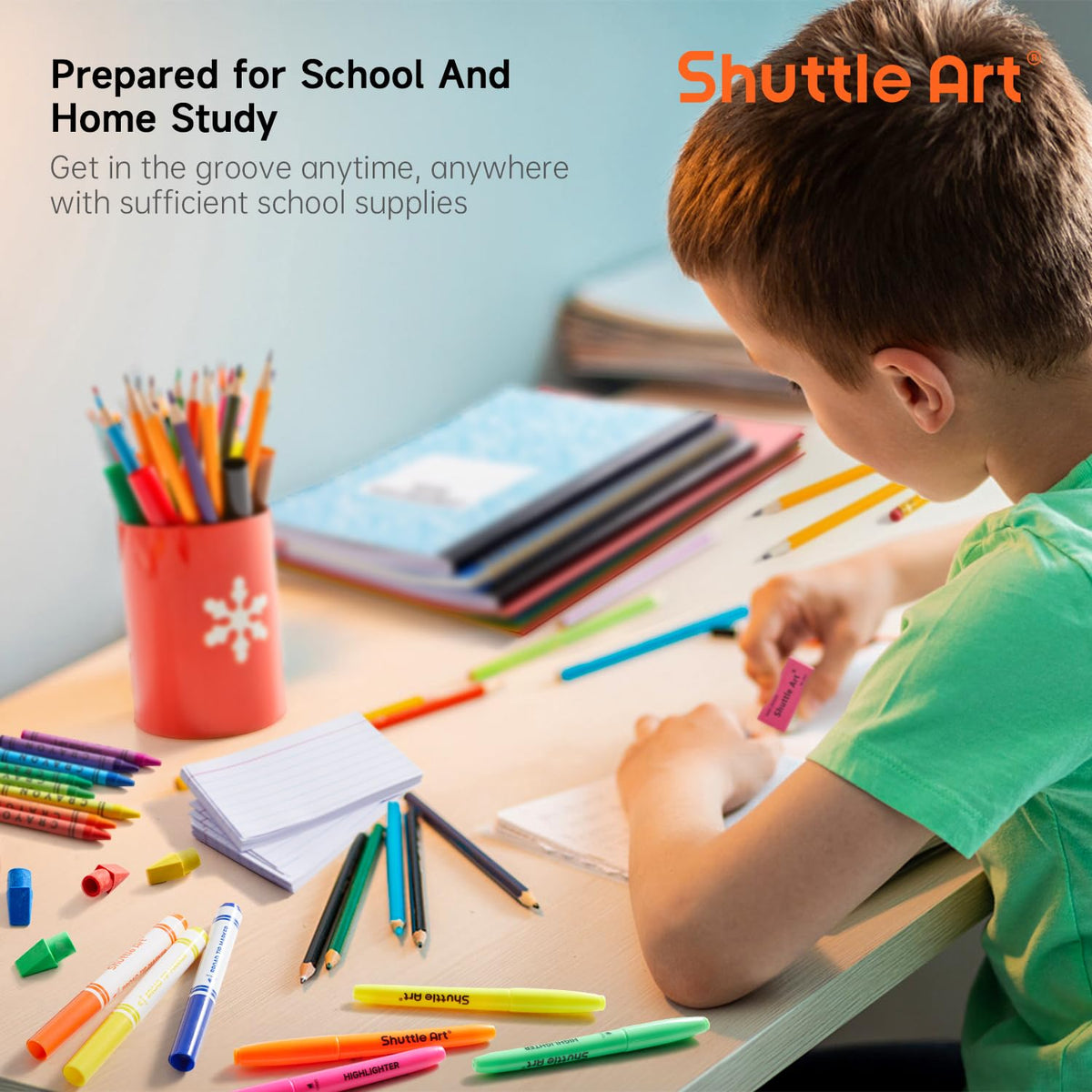 Shuttle Art 102 PCS Back to School Supplies Kit, School Supply Box for Grades K-5, School Supplies for Kids and Students, Including Pencils, Pens, Markers, Erasers, Notebooks, Folders and More