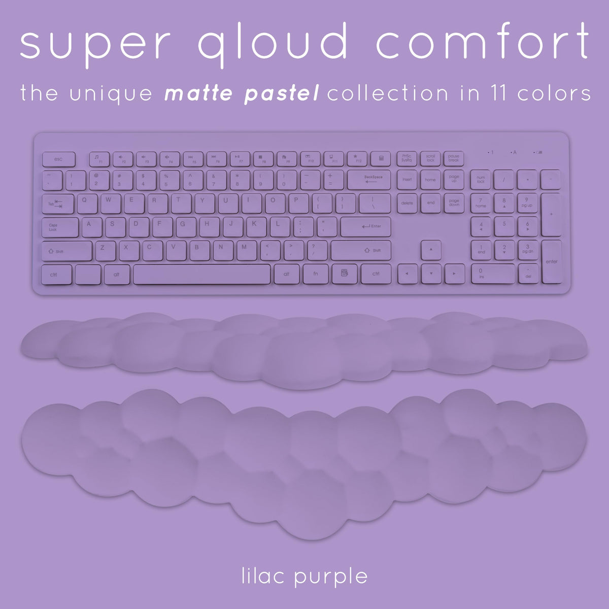 Purple Cloud Keyboard Wrist Rest – Create-ables Qloud Purple Wrist Rest for Computer Keyboard and Mouse, Ergonomic Memory Foam Wrist Pad with Non-Slip Base, Includes Cloud Mouse Pad