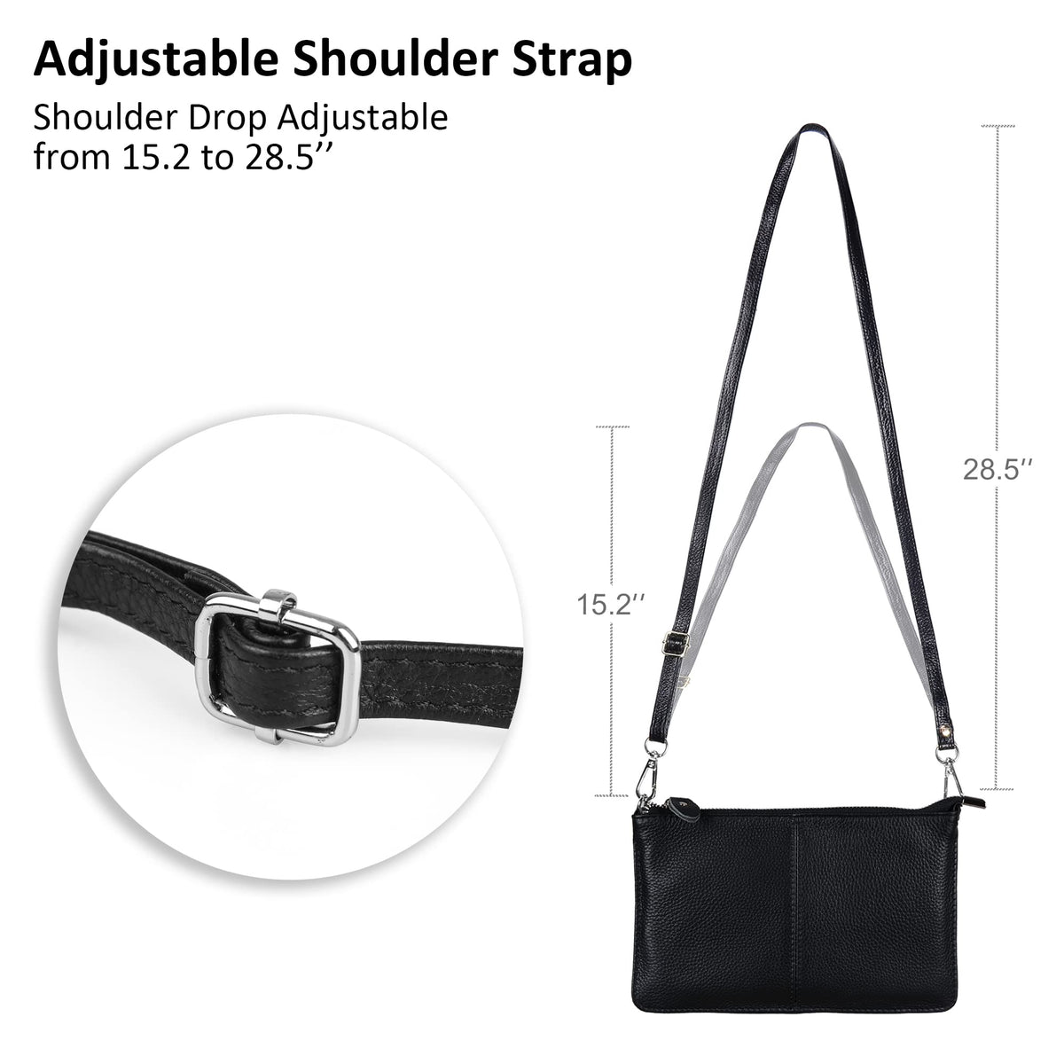 befen Black Women's Genuine Leather Wristlet Clutch Crossbody Phone Bags Wallet Purses and Handbags for Women with RFID Card Slots, Fit Phone 14 Pro Max