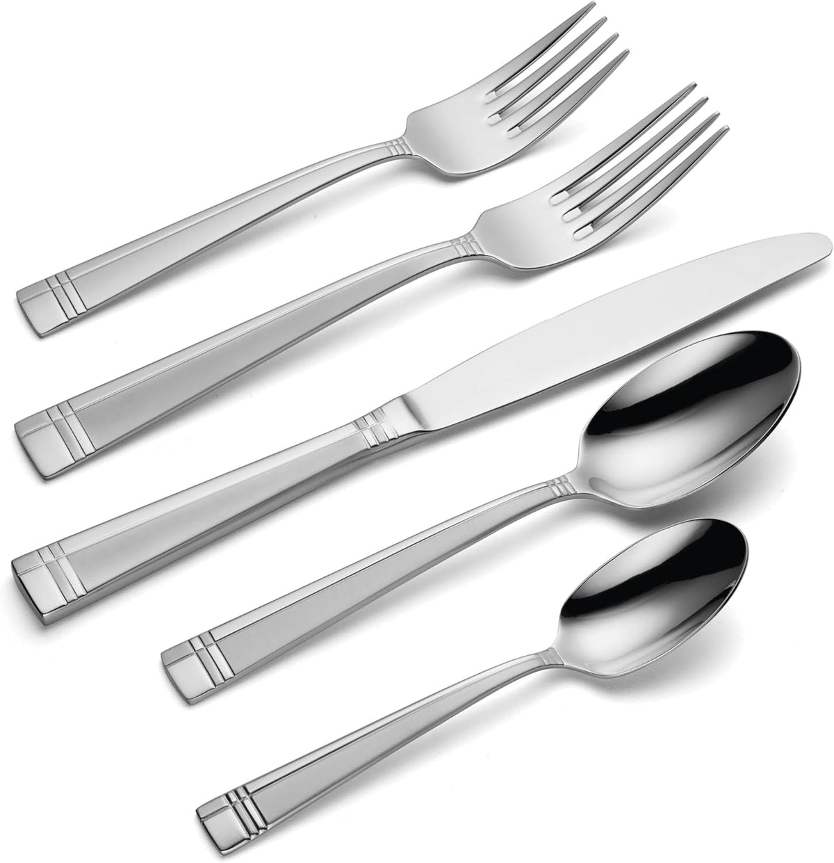 Oneida Amsterdam 45-Piece Silverware Set - Rust Resistant, Dishwasher Safe Flatware for 8 | Stainless Steel