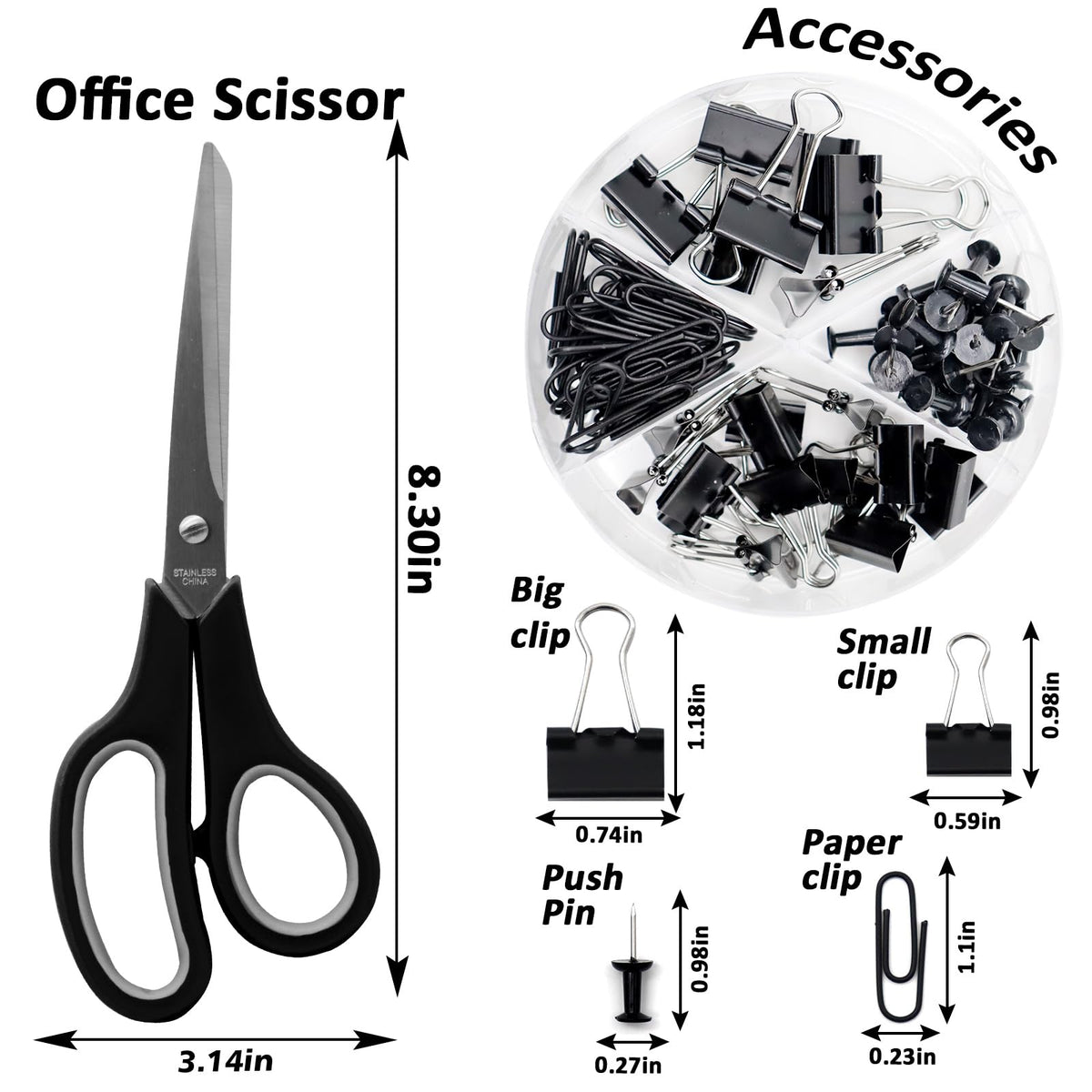 OfficeMate Stapler & Tape Dispenser Set - Black Desk Accessory Kit, Gift for Students, Women, Coworkers, Boss Lady, Office Clerks