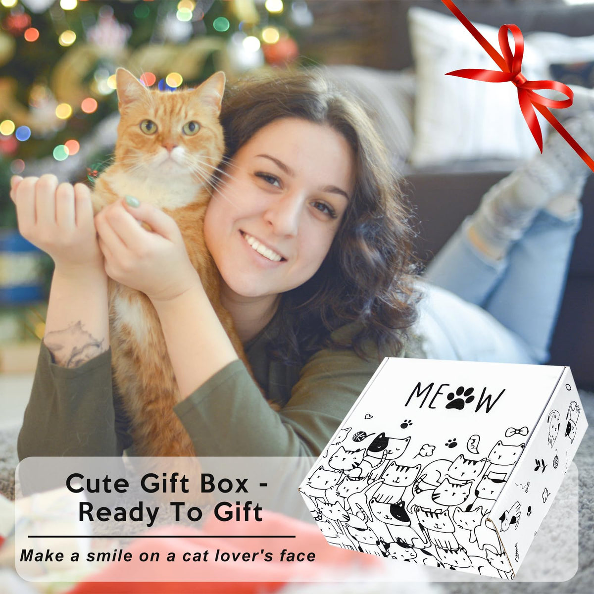 Cat Lover Gifts For Women, Best Cats Mom Gift Box For Mother's Day, Birthday, Christmas, Unique Silhouette Cat Themed Stuff For Daughters, Crazy Cats Lady, Friends, Girls