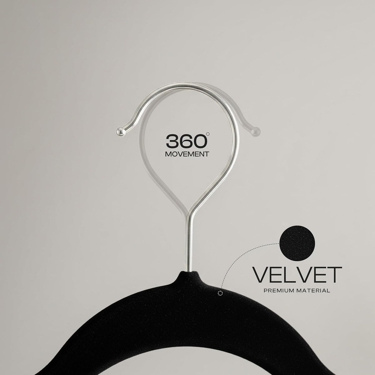 Utopia Home Velvet Hangers - Luxury Non-Slip Slim Coat & Pant Hangers, 50 Pack, Black with 360° Swivel Hook