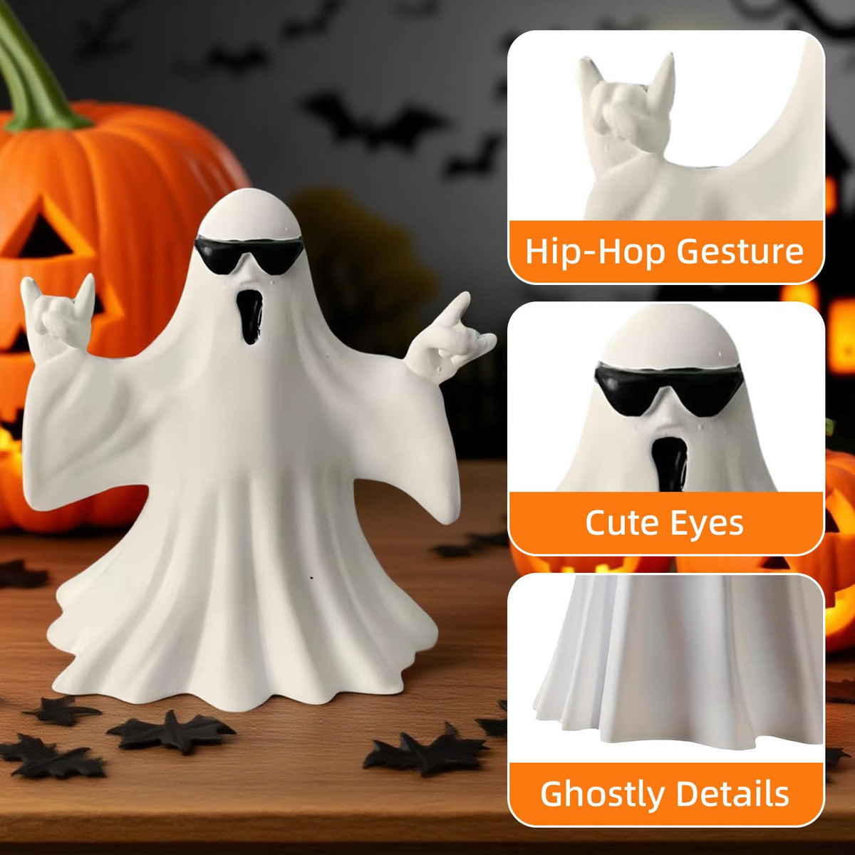 SHIFANQI Halloween Ghost Figurine - Spooky Resin Ghost Statue, Funny Cute Ghost Ornaments for Halloween Decorations, Porch and Indoor Home Office Desk Decor, Christmas,New Year’s Gifts