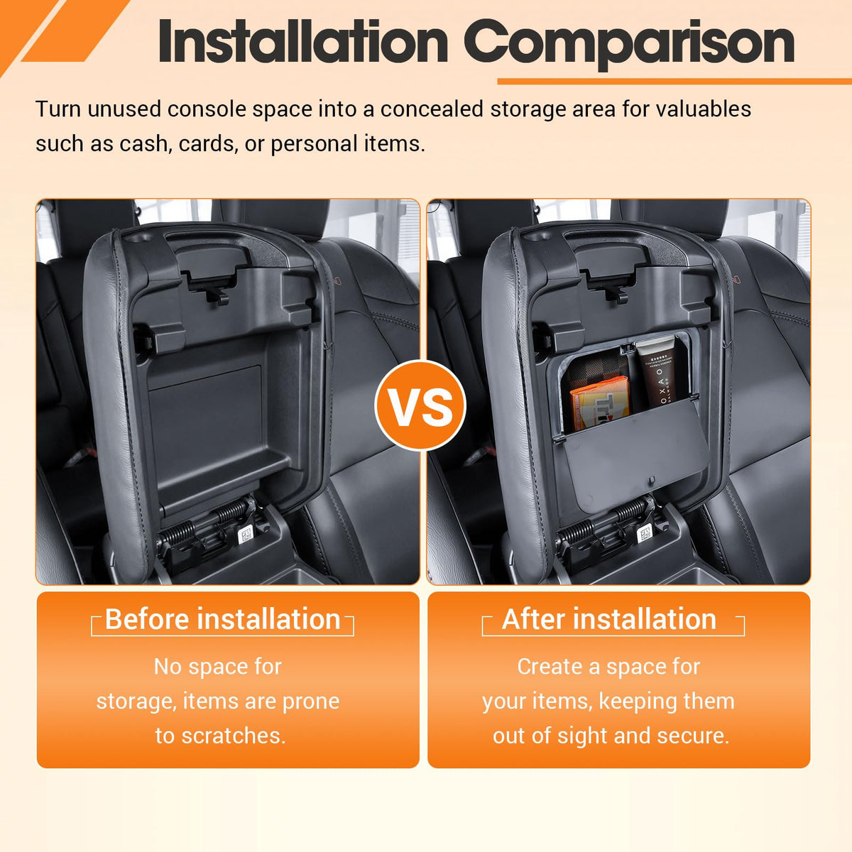 TACORBO Center Console Hidden Storage Organizer Compatible with Jeep Gladiator JT 2020-2024 and Jeep Wrangler JL/JLU 2018-2025, Wrangler 4XE One-Touch Armrest Hidden Secret Compartment Box