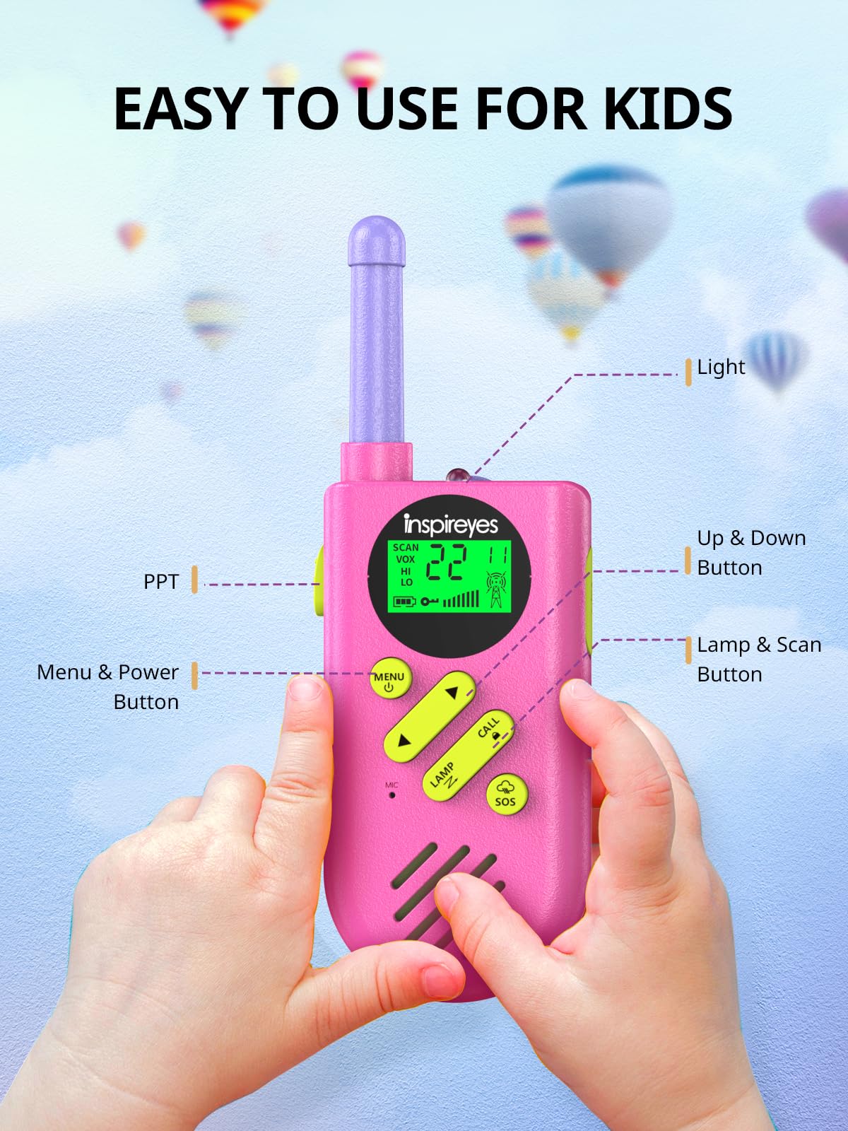 Inspireyes Walkie Talkies for Kids, Rechargeable Long Range 3 Pack, Kids Toys for Boys Girls Ages 3-12, 2 Way Radio Toy, Outdoor Adventure Toys, Camping Hiking Gear, Birthday Gifts for Kids