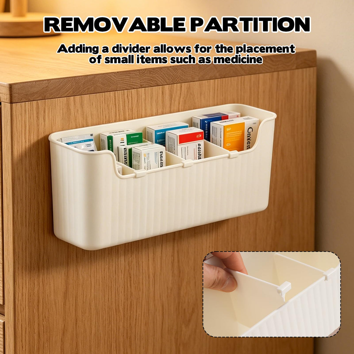 Rainmae 2 Pack Kitchen Cabinet Door Organizer, Lid Organizer Inside Cabinet Wall Mounted Plastic Storage Box Under Sink Door Organizer Lunchbox Lid Container for Kitchen Bathroom Organization