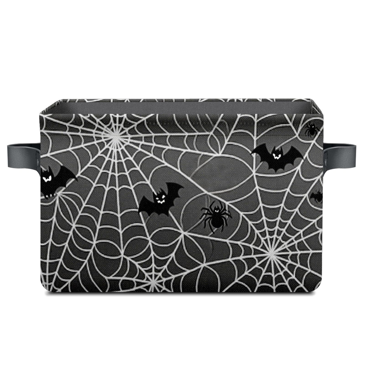 AHENGPAIG Halloween Baskets,Spider Web Bat Storage Bins with Handles for Men, Foldable Organizer Storage Boxes 14 x 10 x 8