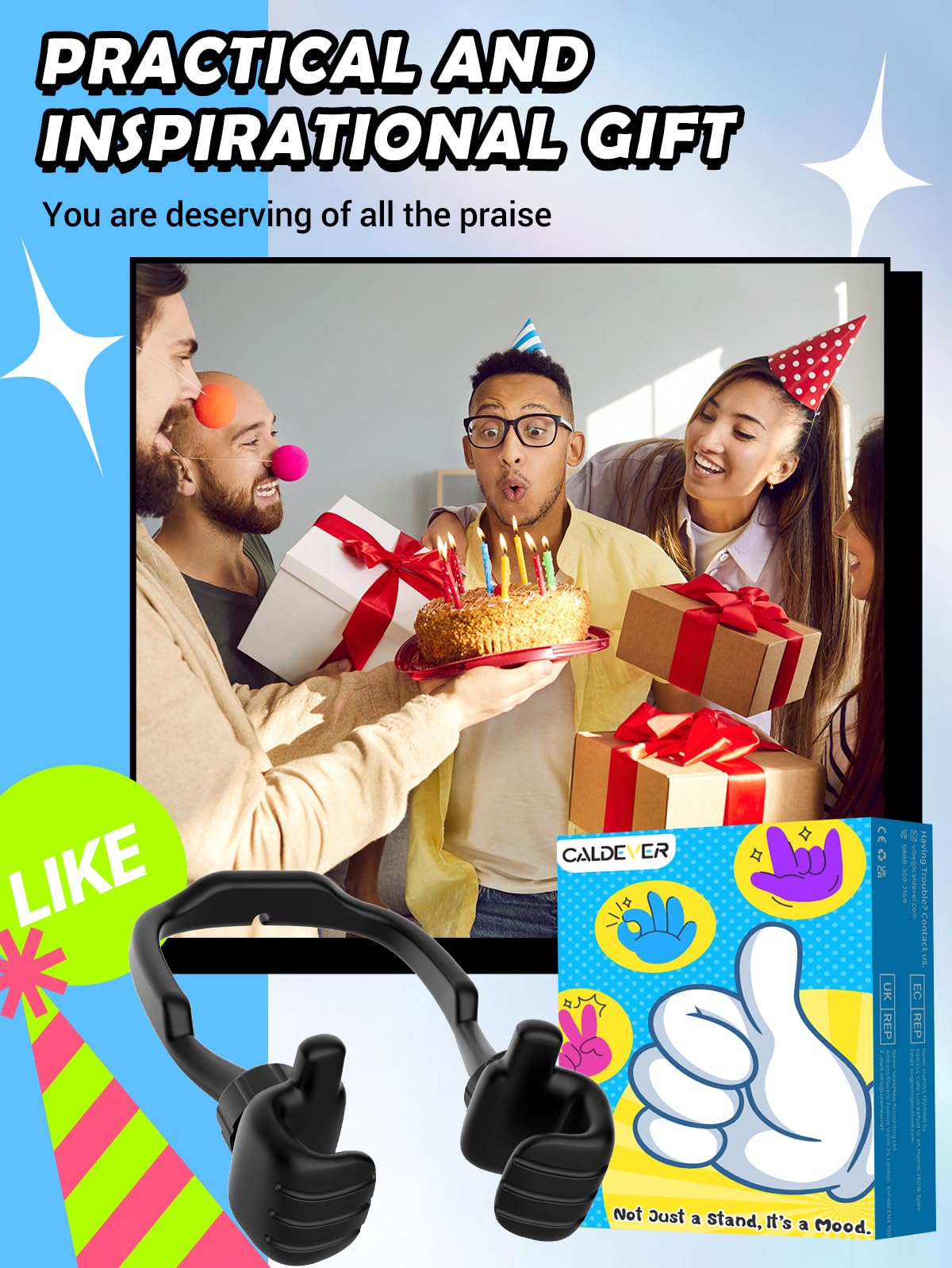 CALDEVER Easter Basket Stuffers for Teens Boys Girls Him Men Ideas: 2 Pack Thumbs Up Lazy Phone Stand Cell Phone Holder Easter Gifts for Kids Teenage Son Her Women Wife Adults Funny Cool Gadgets