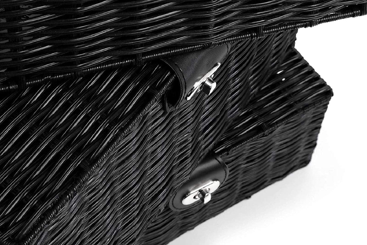 Homepeaz Set of 3 Woven Wicker Storage Basket Box with Lids & Lock, Built-in Carry Handles, Multifunctional Storage Organizer for Nursery, Baby, Clothes, Toys, Books, Large/Medium/Small Size (Black)