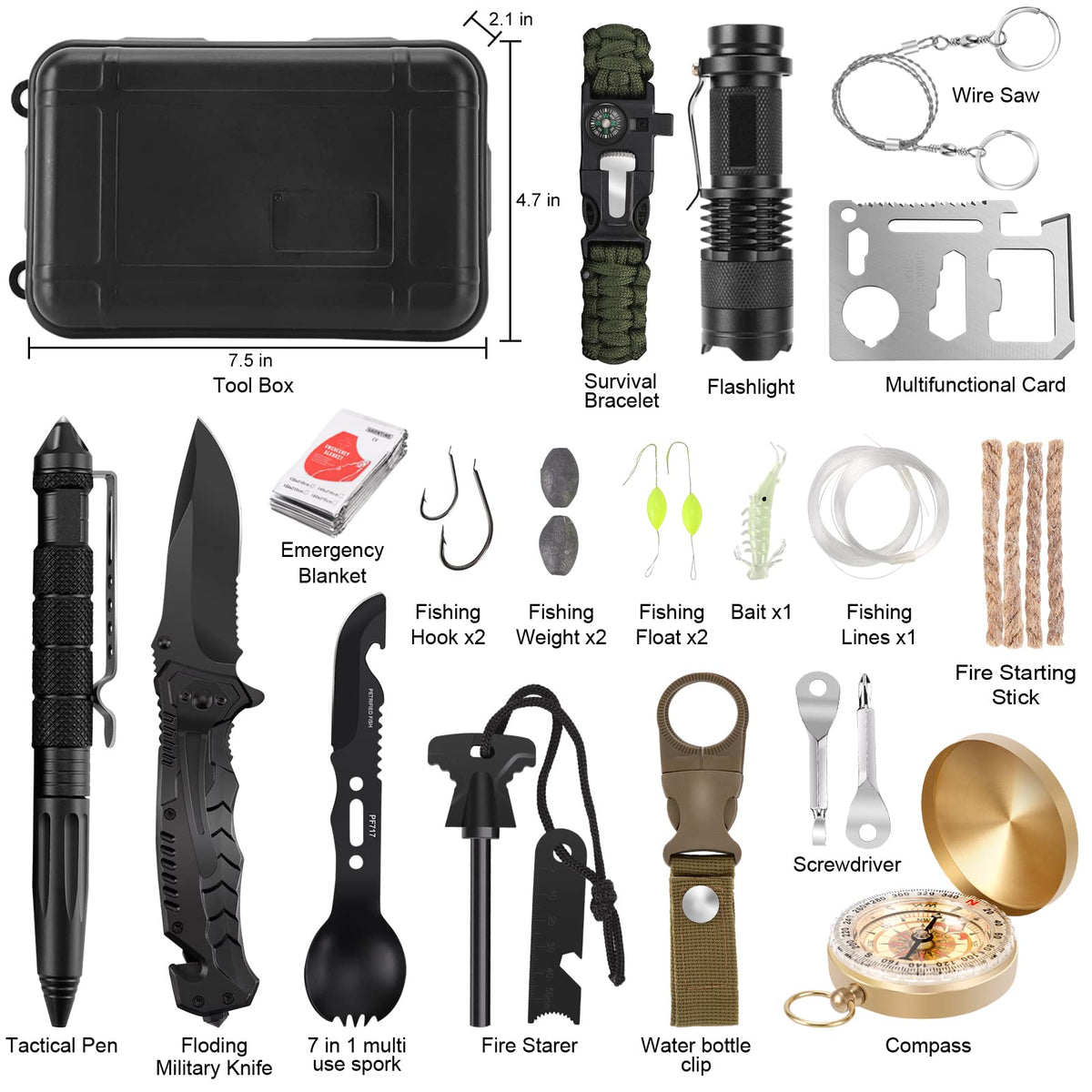 Gifts for Men Dad Christmas Husband Teenage Boy, Survival Kit 28 in 1, Survival Gear Tool Emergency Tactical Equipment Supplies Kits for Families Outdoors Camping Hiking Adventures