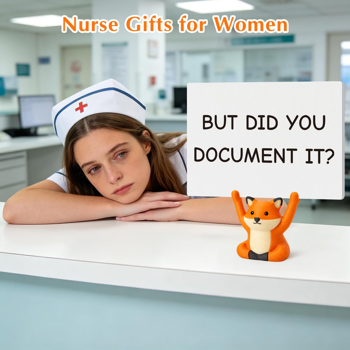 But Did You Document It Sign - Funny Gifts for Lawyer Nurse Teacher HR, Cute Fox Office Desk Accessories, Sarcastic Decor for Women Men, Coworker Leaving Boss Day Present