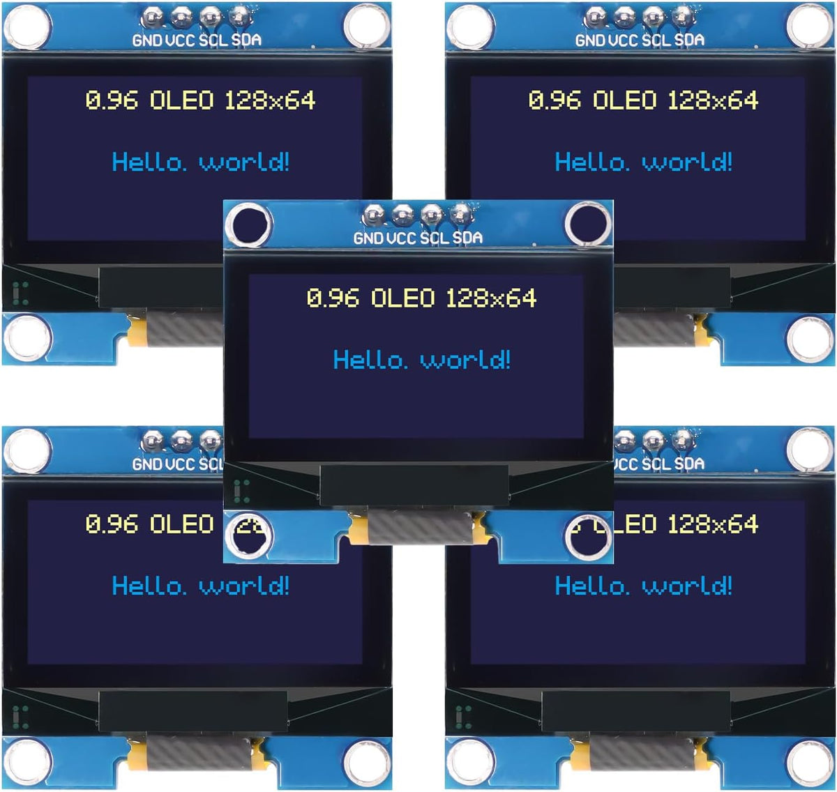 AYWHP 5 0.96 Inch I2C 128x64 Pcs OLED IIC Display Module, Pixel Serial Display Board, Module for Arduino Display