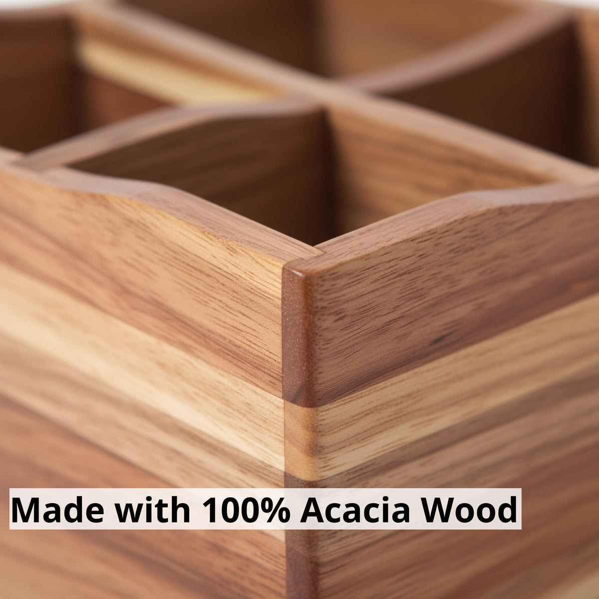 Utensil Caddy for Parties - Acacia Wood Silverware Caddy for Party Kitchen Countertop - Utensil Holder for Party Kitchen Counter - Cutlery Flatware Caddy Silverware Holder for Countertop Organizer