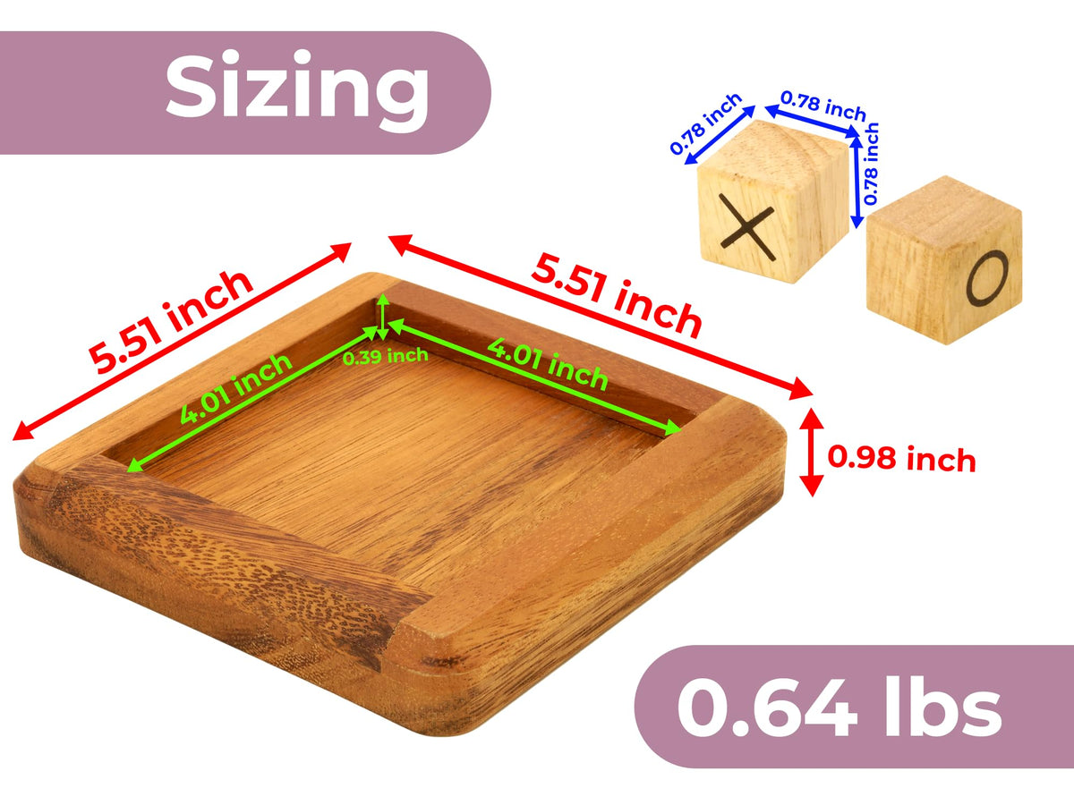 BSIRI Pushing Me Wooden Tic Tac Toe Game- Tabletop Board Games for Farmhouse Decor, Coffee Table Decor, Unique Gifts Fun Gifts for Adults. Perfect for Game Night,Family Games (5 Inch)