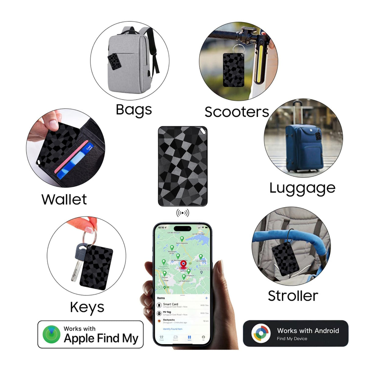 Reyke 2026 New Wallet Tracker for Both iOS & Android Phones, Dual System Rechargeable Tracking Card Compatible with Apple Find My & Google Find Hub Device for Luggage, Passport, Purse Gift