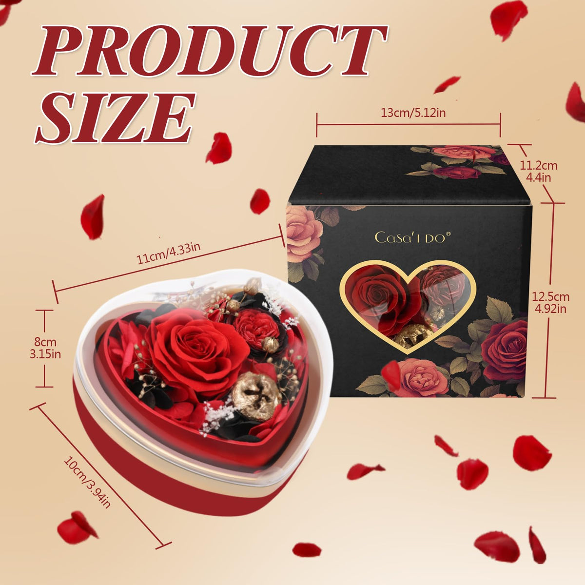 Casaido Preserved Real Rose with I Love You Necklace in Heart Box, Mothers Day Rose Gift for Her, Red Eternal Flower Christmas Valentines Day Birthday Gifts for Women Mom Wife Girlfriend Grandma