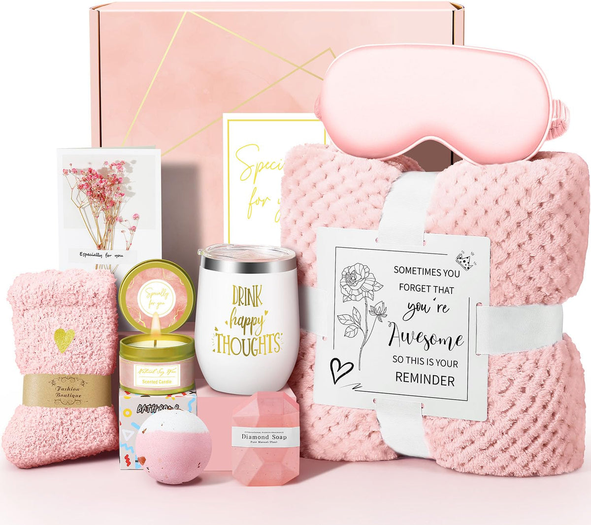 Mothers Day Gifts for Mom Wife Grandma Daughter Friends Sister, Happy Birthday Gifts for Women Mom Her Friend Sister Wife Grandma, Self Care Gift Get Well Relaxing Spa Gift Basket Set