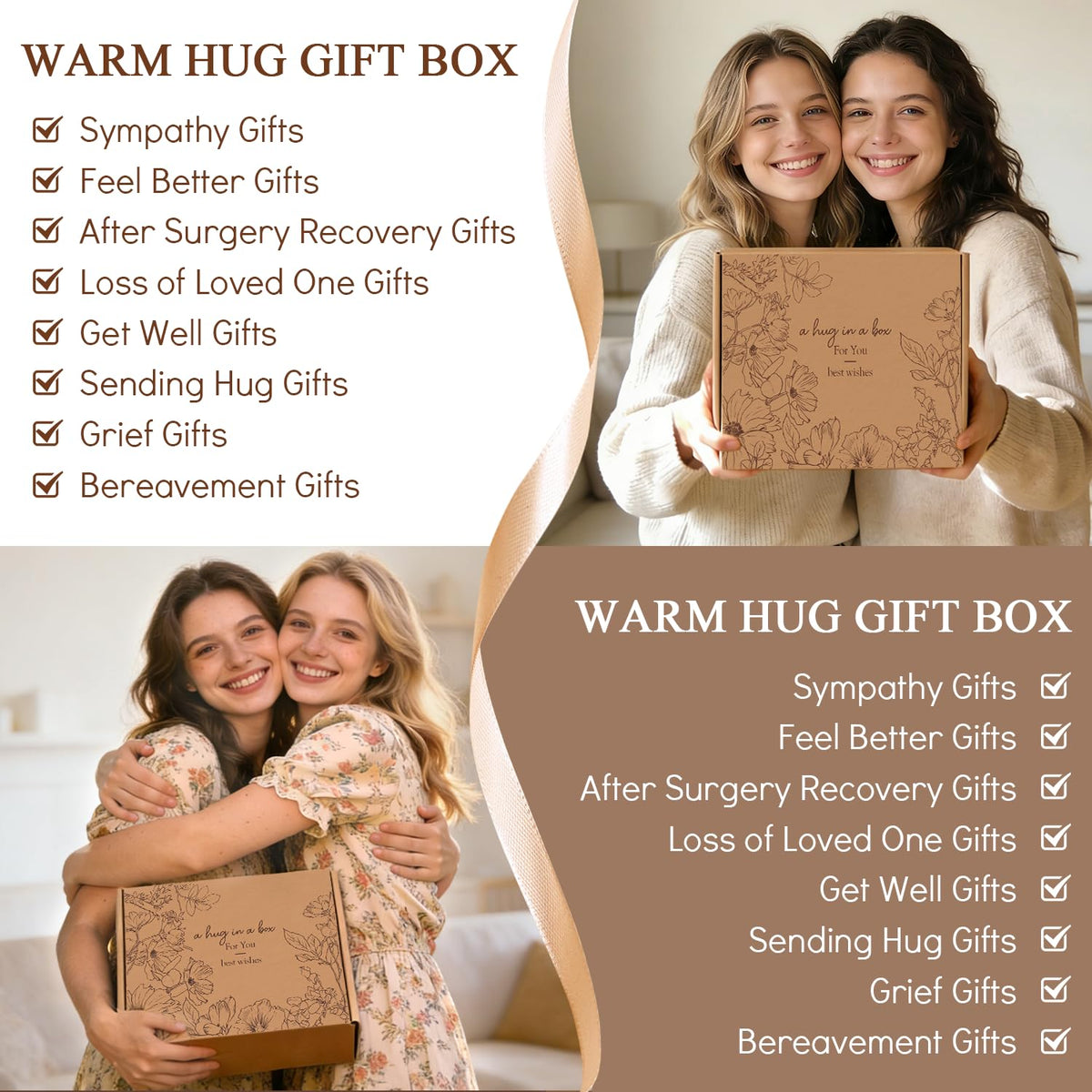 Get Well Soon Gift Baskets for Women Self Care Gifts, Spa Care Package After Surgery Inspirational Thinking of You Sympathy Gifts for Loss of Loved One, Mothers Day Birthday Gift for Her Friend