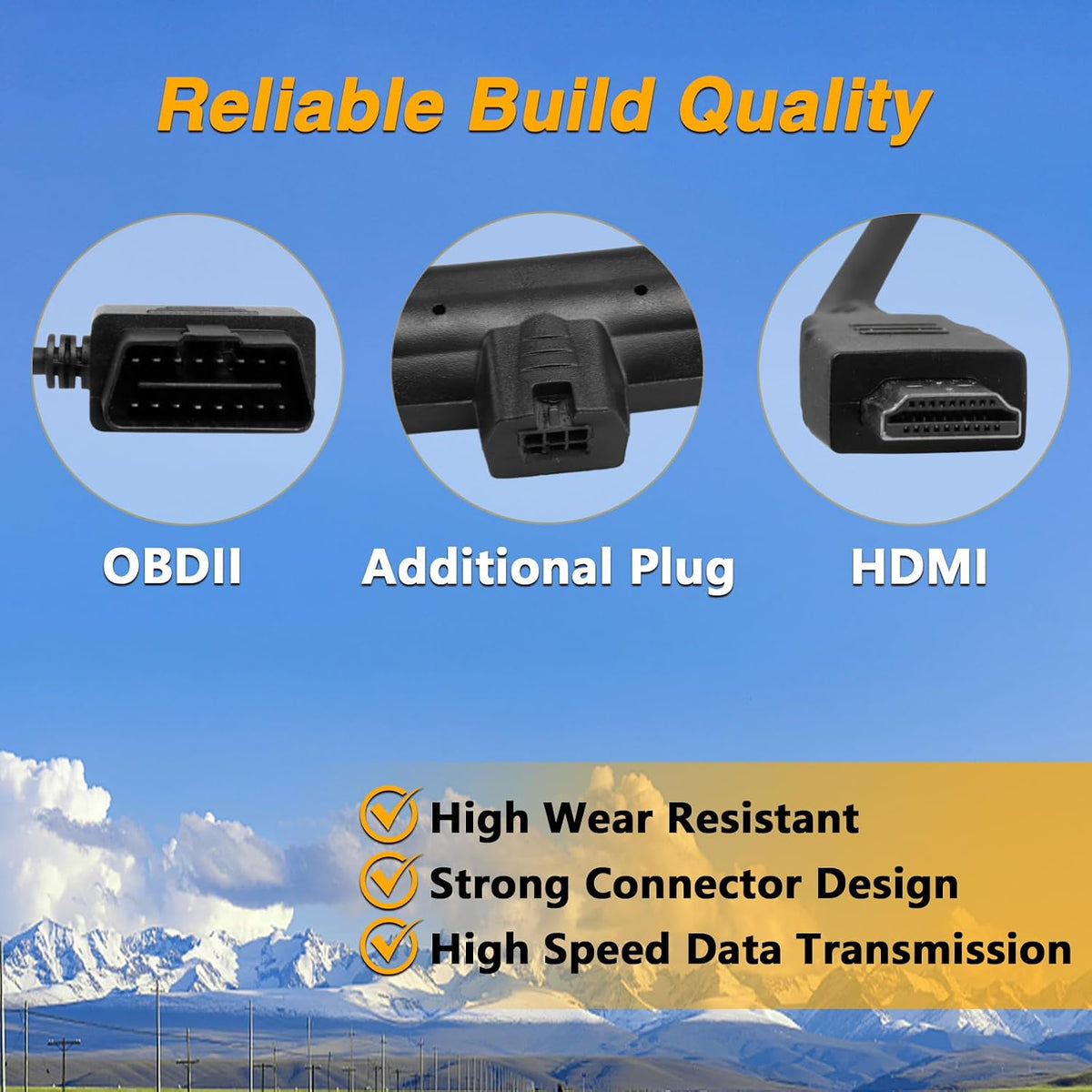 CS2 CTS2 CTS3 H00008000 OBDII to HDMI Interface Cable Monitor Cable Plug Compatible with Edge Replace#: