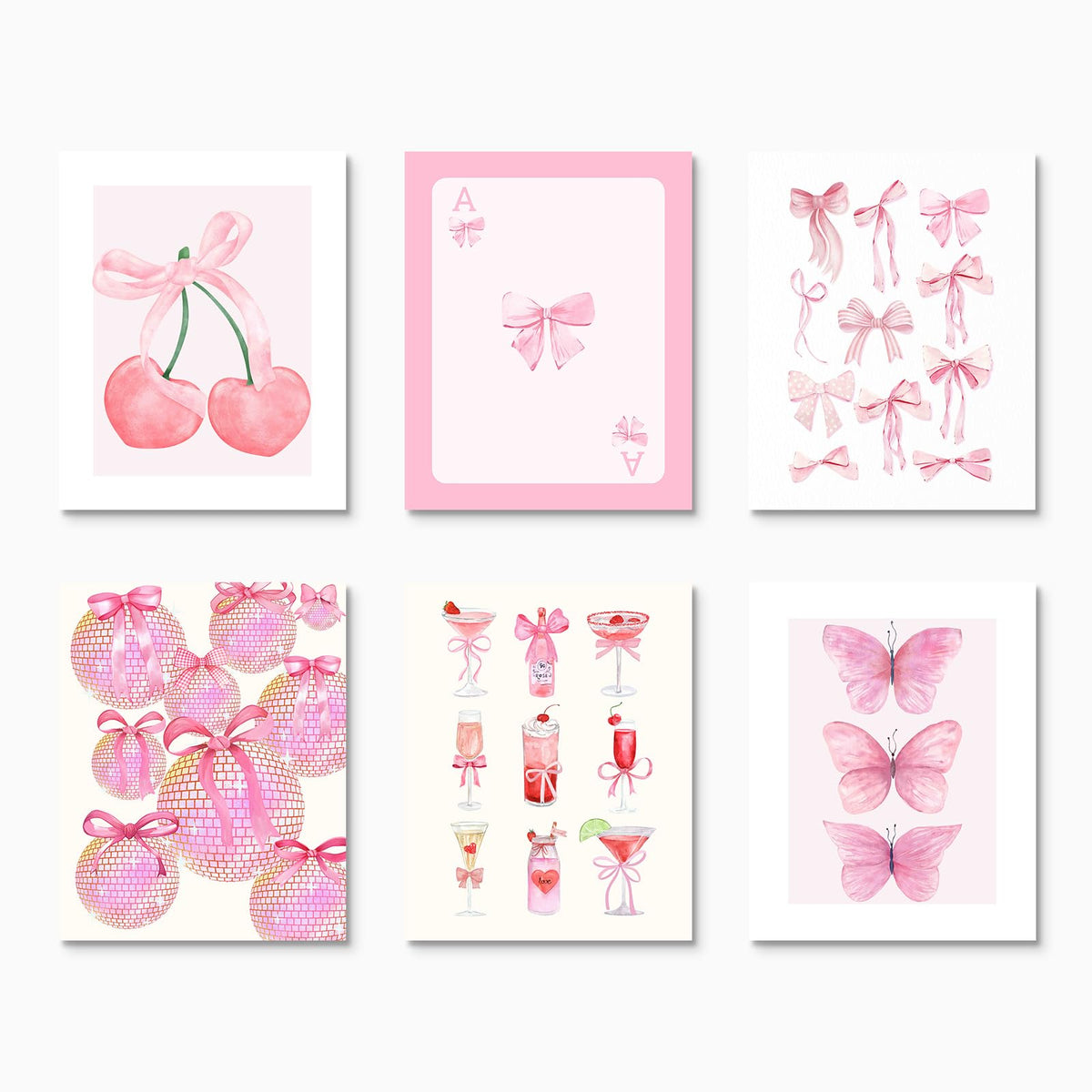 Habseligkeit Pink Danish Pastel Wall Art Prints, Woman Fashion Wall Art Posters for Room Decor Aesthetic, Unique Room Decor for Girls Dorm, Unframed, 8x10in, Set of 6