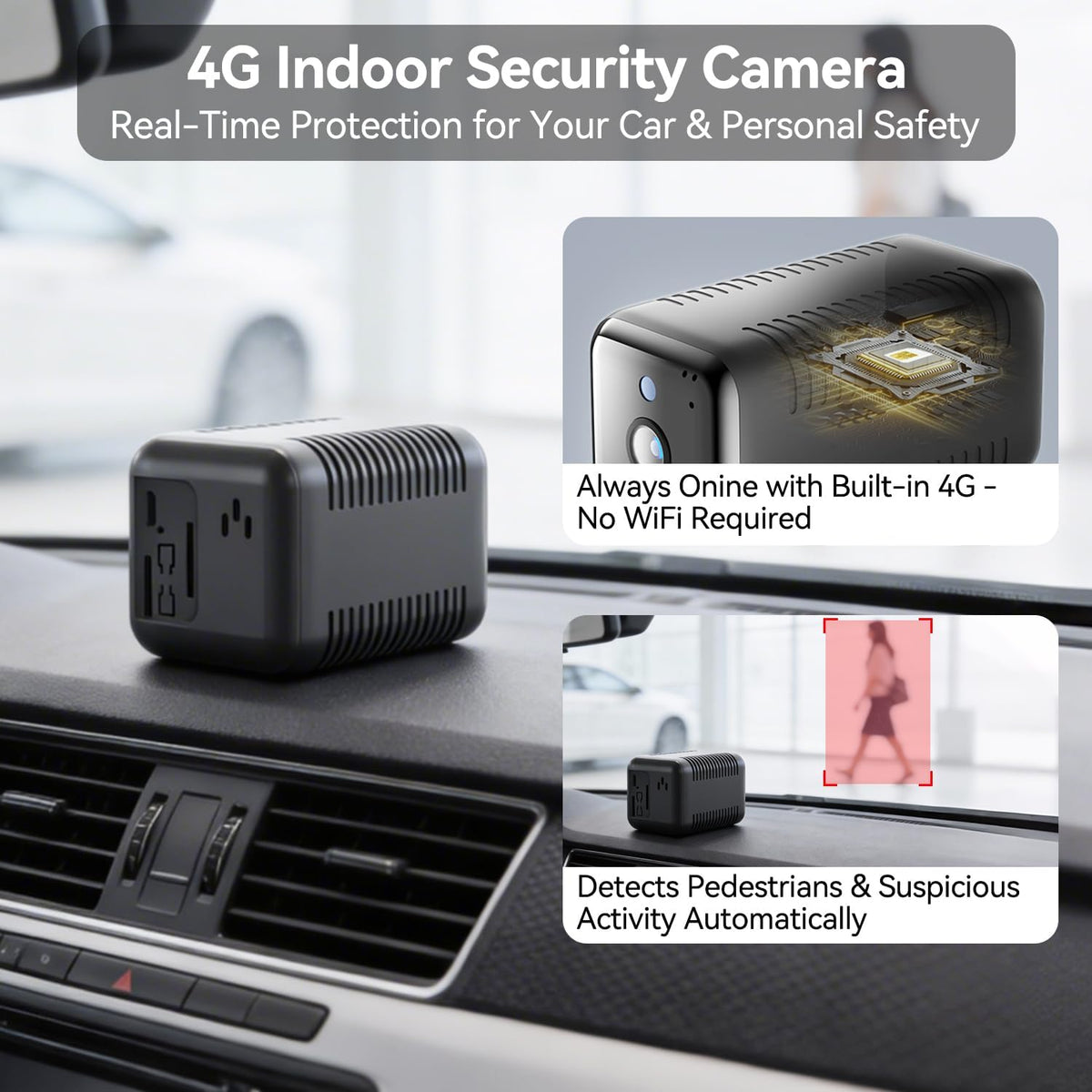 runofast 4G 2K 2-Way LTE Cellular Camera Indoor, Portable No WiFi Security Camera with Radar Motion Sensor, Indoor