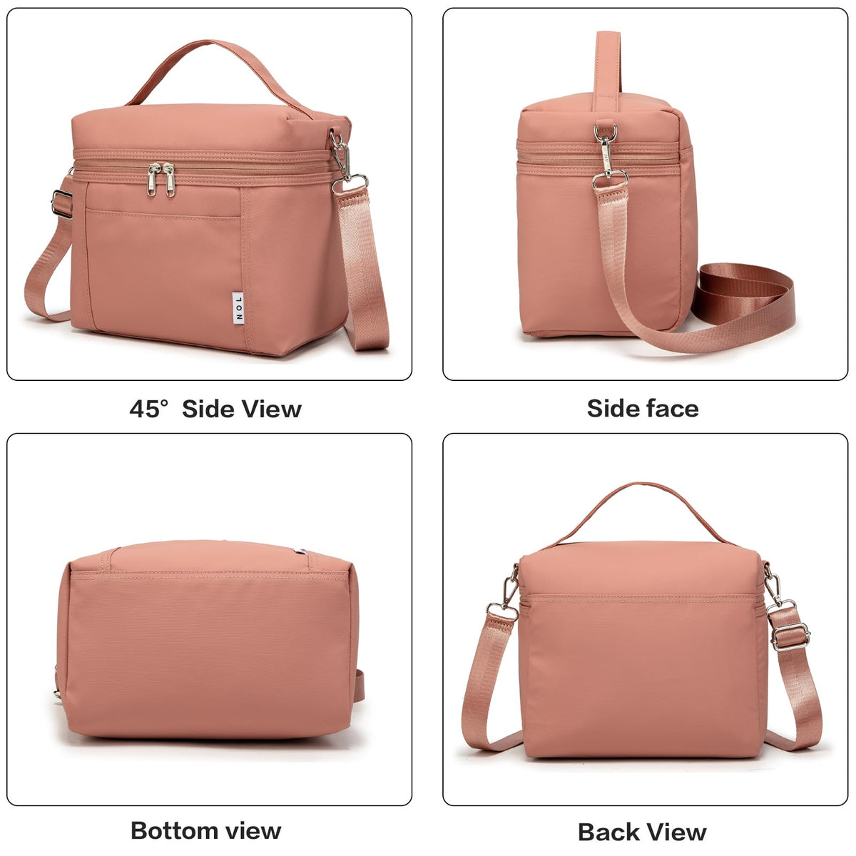 NOL Natural Organic Lifestyle Insulated Lunch Bags for Women Cooler Bag Lightweight Nylon Waterproof Lunch Box For Work (Dark Pink, Medium(normal))
