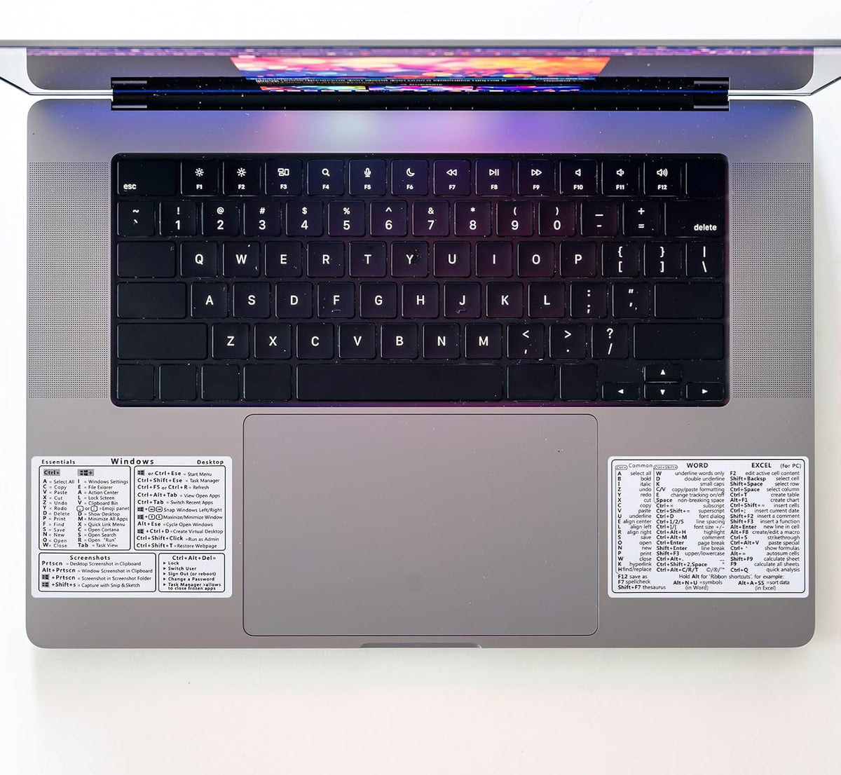 Yuanchu 2Pcs Laptop Shortcuts Stickers, Word/Excel Quick Reference Guide Keyboard Shortcut Stickers PVC Notebook