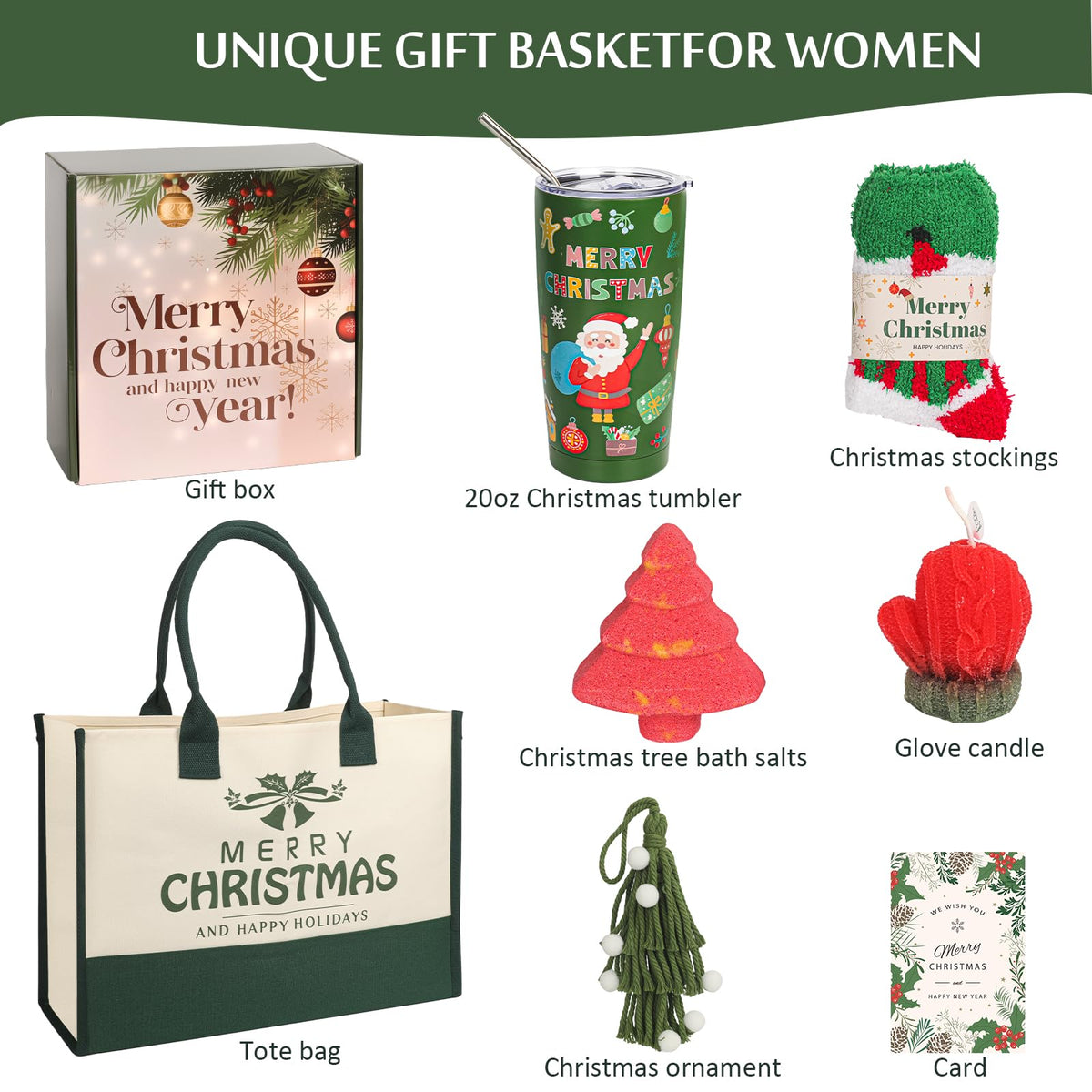Christmas Gifts for Women 2025,Unique Gift Baskets & Secret Santa Box Set with Christmas Tumbler ,Great Gifts for Teacher, Coworker, Sister, Best Friend, Mom & Wife