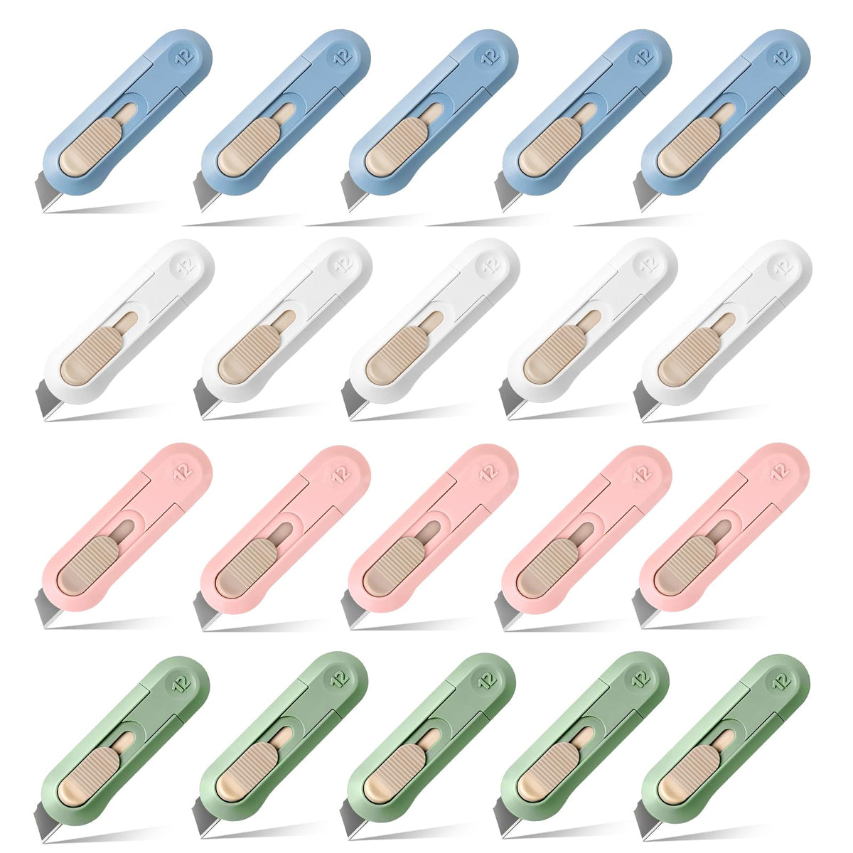 20 PSC Box Cutter,Retractable Box Opener, Package Opener, Easy Slide Retractable Cute Utility Knife For Opening Daily Express Boxes, Envelopes, Packages, Paper tapes and more