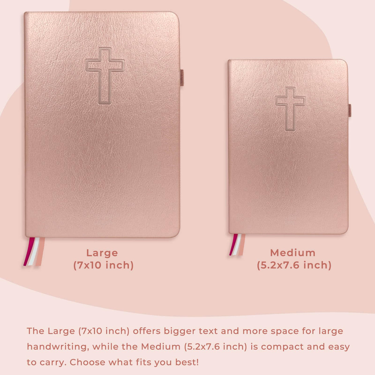JOTFLY Bible Study Journal - Church Notes Notebook for Note Taking & Reflection - Guided Bible Study Notebook - Faith-Based Religious Gifts & Bible Study Supplies (Rose Gold)