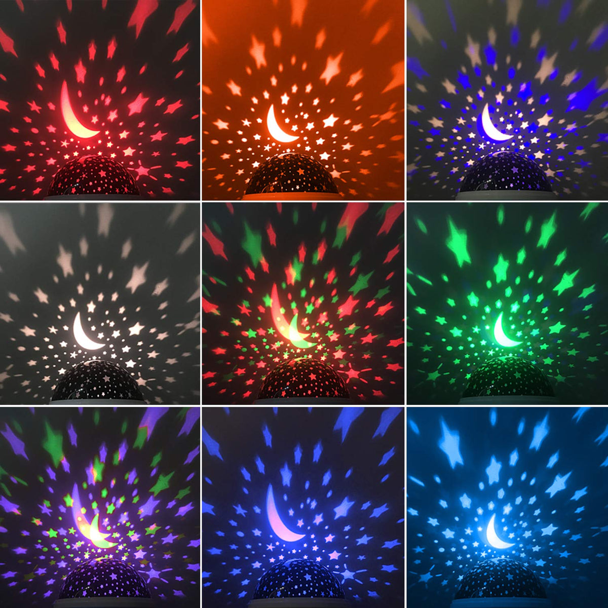 RICTLY Night Light for Kids, Kids Night Light Nebula 360 Degree Rotation - 4 LED Bulbs 12 Light Color Star Projector Changing with USB Cable, Romantic Gifts for Men Women Children