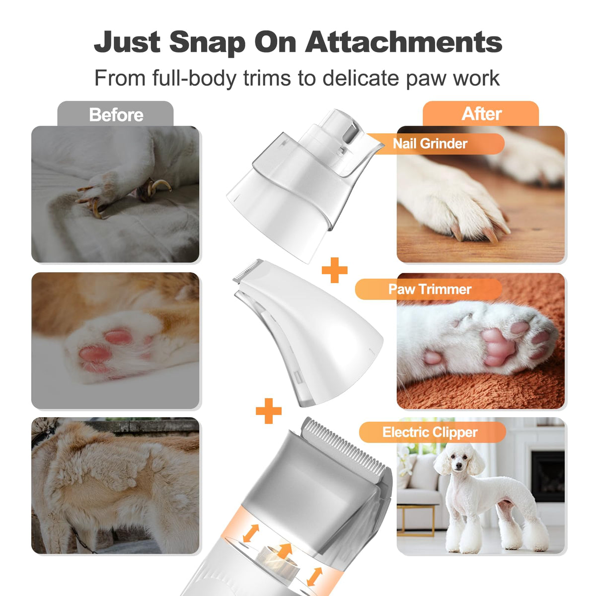 Afloia 6-in-1 Dog Grooming Kit, Pet Grooming Vacuum for Shedding, Dog Hair Vacuum with Clipper Nail Trimmer Grinder, Pet Brush Groomer at Home, Low Noise Cats Hair Remover, 1.5L Dust Cup, White