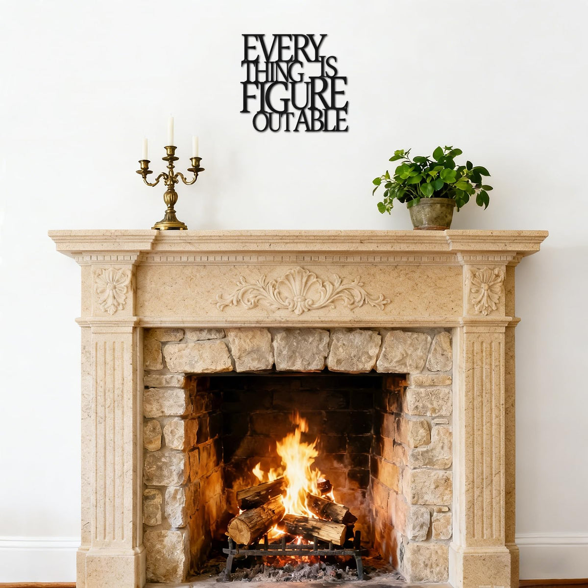 Home Office Decor Motivational Black Metal Wall Art Inspirational Farmhouse Wall Decor for Living Room,Bedroom,Bathroom-Everything is Figureoutable Encouragement Appreciation Gifts for Coworkers Women