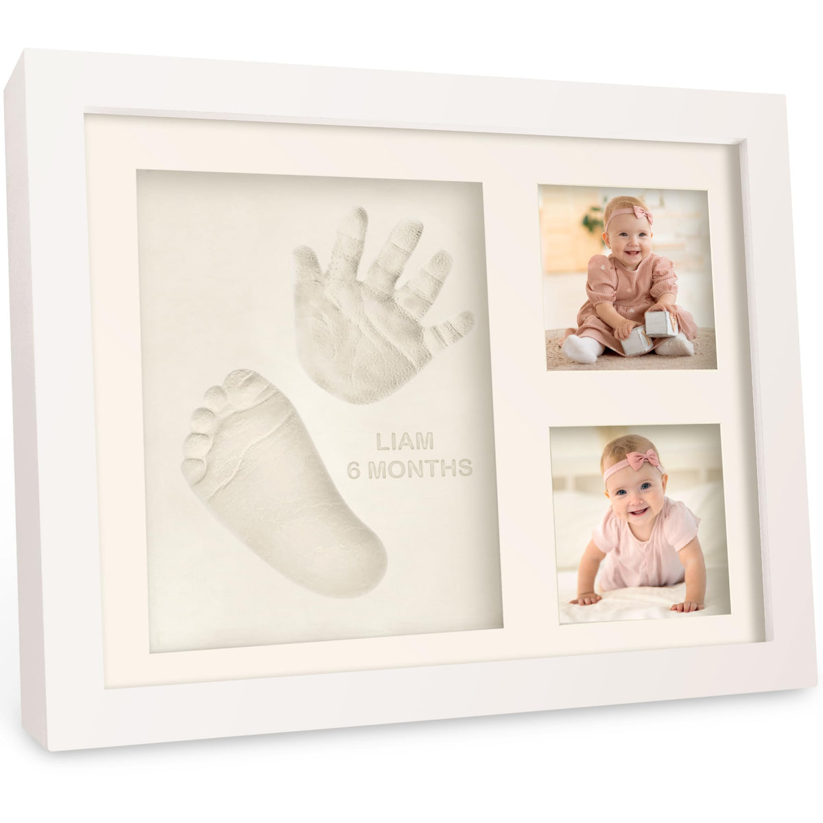 Baby Hand and Footprint Kit - Quick Dry Clay Baby Footprint Kit, Pets Paw, Newborn Keepsake Picture Frame for Boys, Girls, Personalized New Mom Gifts for Shower & Registry, Mother's Day (Alpine White)