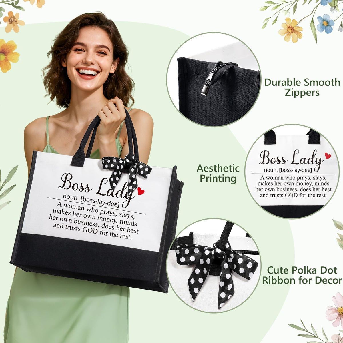 Bosses Gifts for Women, Best Boss Lady Gifts for Women, Unique Appreciation Thank You Mothers Day Easter Birthday Gift Baskets for Boss Female, Going Away Leaving Bosses Day Gift Set w/Canvas Tote Bag