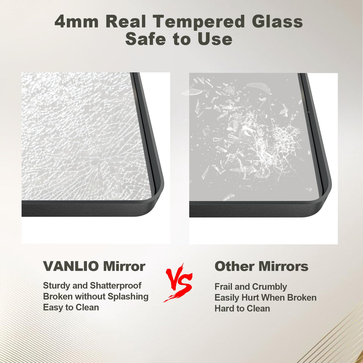 VANLIO 24x30 Inch Black Matte Framed Bathroom Mirror for Wall, Rounded Corner Rectangle Vanity Mirror, Tempered Glass, Anti-Rust, Shatterproof (Horizontal/Vertical)