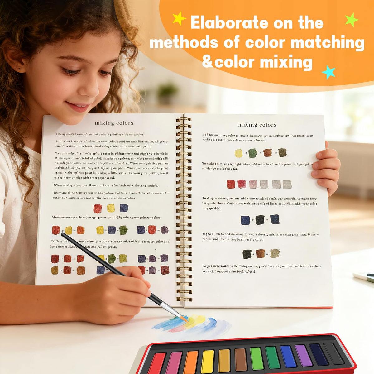 TLM Beginner Watercolor Painting Kit, Multi Theme with 12-Color Palette & 1 Brushes, Premium Bleed-Resistant Paper Art Set, Easy-to-Learn Painting Kit for Creative Exploration & Gifting