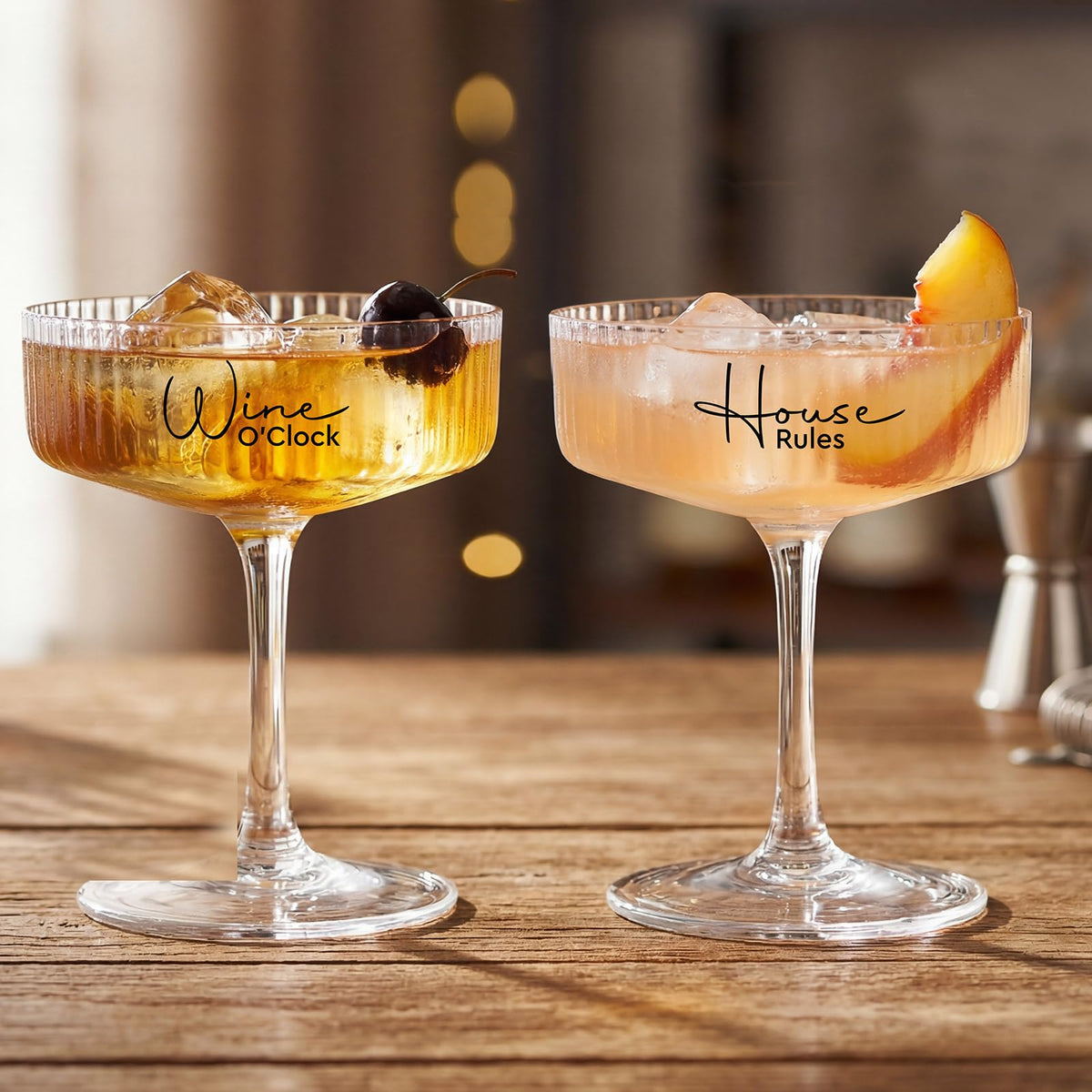 AW BRIDAL Wedding Gifts for Couples 2026 – 8.5oz Ribbed Coupe Glasses Set of 2 Housewarming Gifts for New Home, Martini Cocktail Champagne Glass, Couple Gift for Bridal Shower, Anniversary