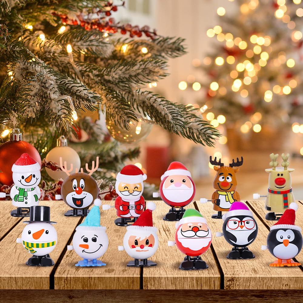 Max Fun 12pcs Christmas Wind Up Stocking Stuffers Toys Assortment for Christmas Party Favors Goody Bag Filler (Christmas Wind up Toys)