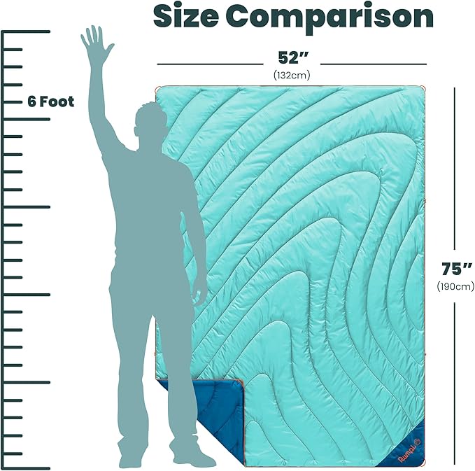 Rumpl Original Puffy Blanket - Warm, Water-Resistant Camping Blanket with 100% Recycled Synthetic Insulation, 52"x75", Original Puffy V2, Seafoam