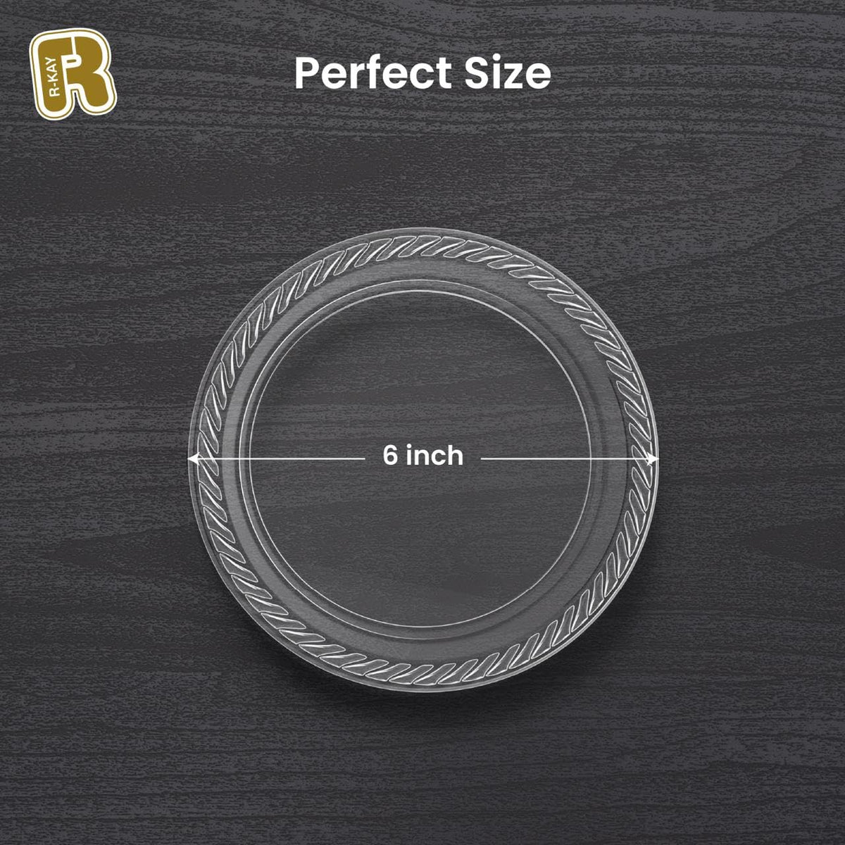R-kay 200 Pack, 6 Inch Clear Plastic Plates - Heavy Duty Small Dessert Plates - Microwavable Small Appetizer Plates